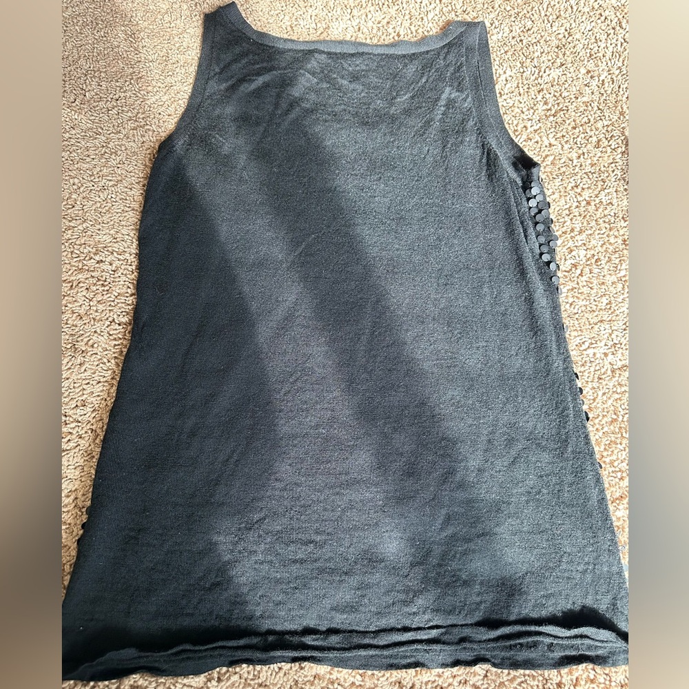 Eileen Fisher Black Sequin Tank Top Merino Wool Womens Size Medium - Picture 7 of 7